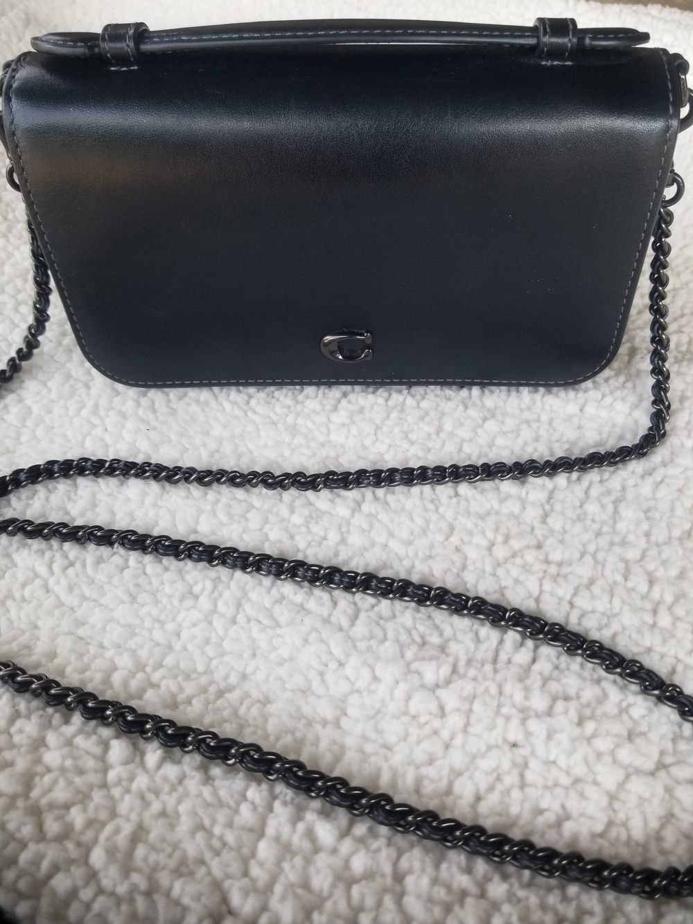 COACH Black Leather Chain-Strap Bag